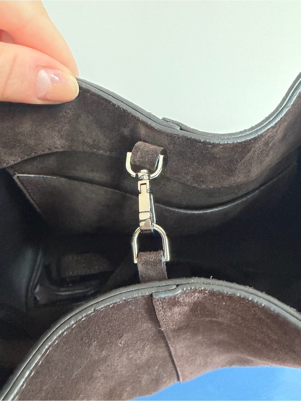 Mini Slouchy Vida Suede Bag - Dark Brown - Picture 5 of 7